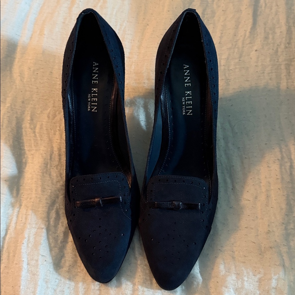 Anne Klein Navy Suede Pumps